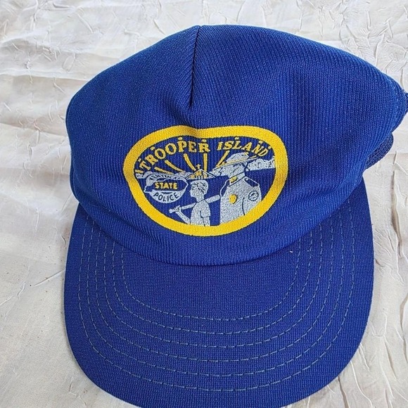 Police Other - Vintage Kentucky State Police Trooper Island Trucker Hat Blue Snapback Mesh Cap